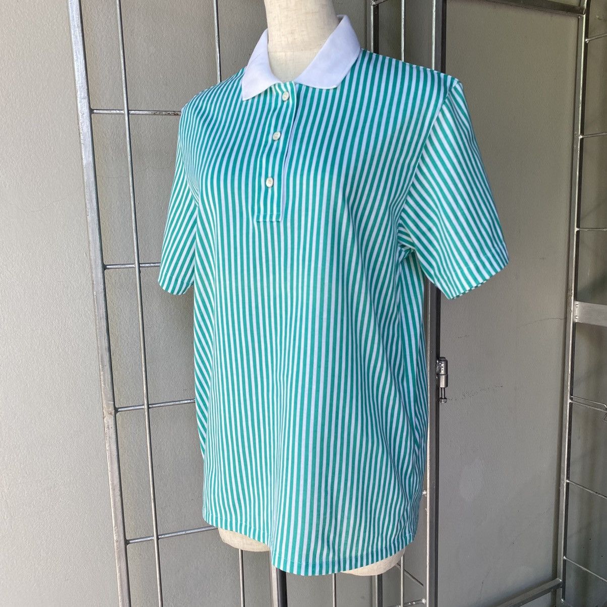 Dior Christian Dior Green & White Striped Polo Shirt Size M / US 6-8 / IT 42-44 - 15 Thumbnail