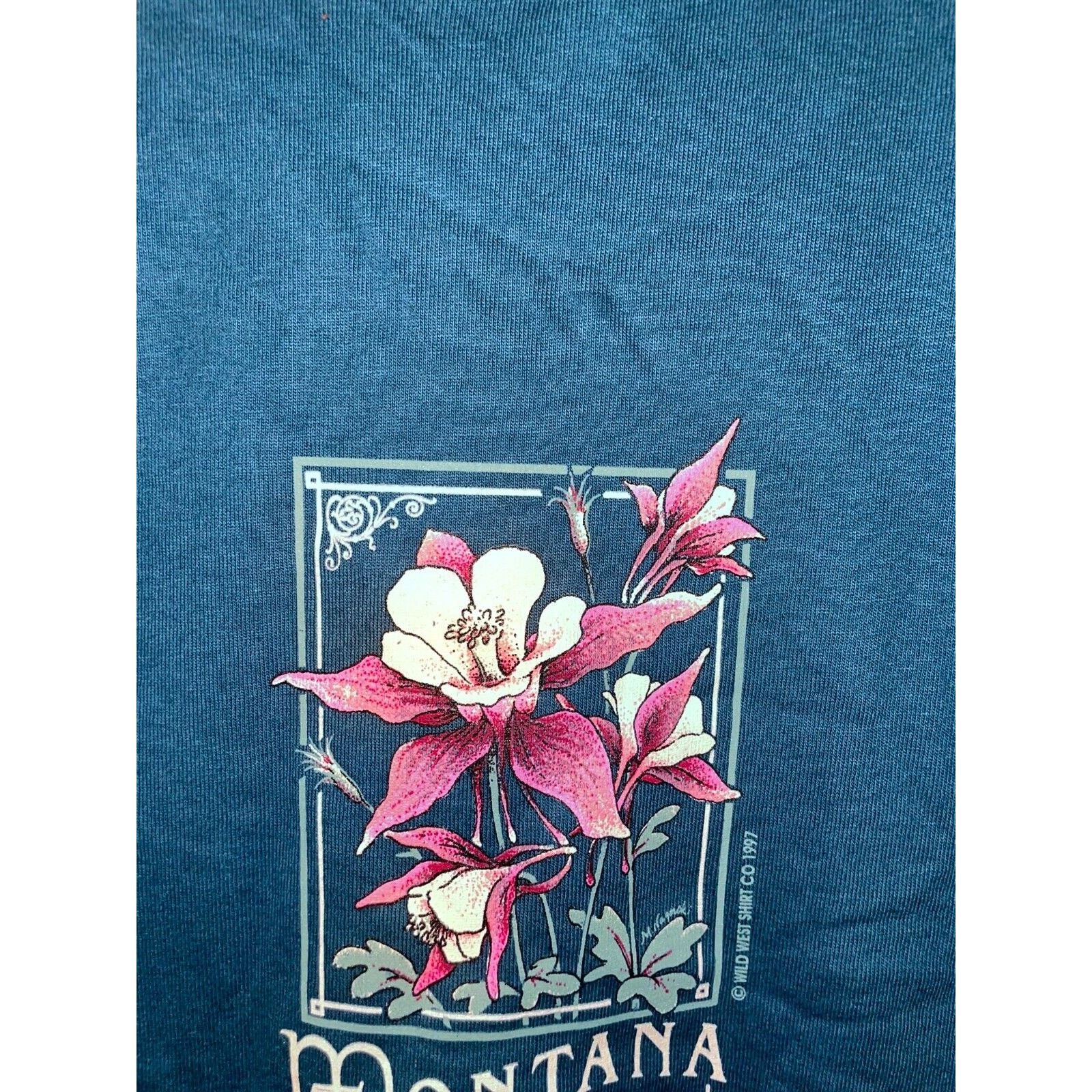 Jerzees Vintage Montana Flower Shirt Mountain Columbine Tee 90s L Size US L / EU 52-54 / 3 - 3 Thumbnail