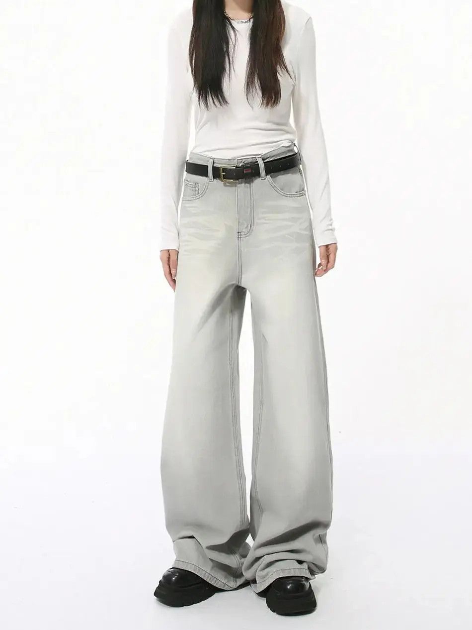 Japanese Brand Retro straight cat whisker wide leg jeans Size US 32 / EU 48 - 4 Thumbnail