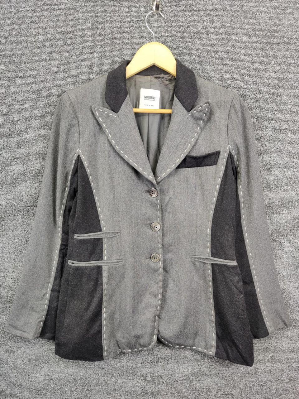 Moschino Moschino Cheapandic Wool Stitch Single Breasted Blazer Size US S / EU 44-46 / 1 - 1 Thumbnail