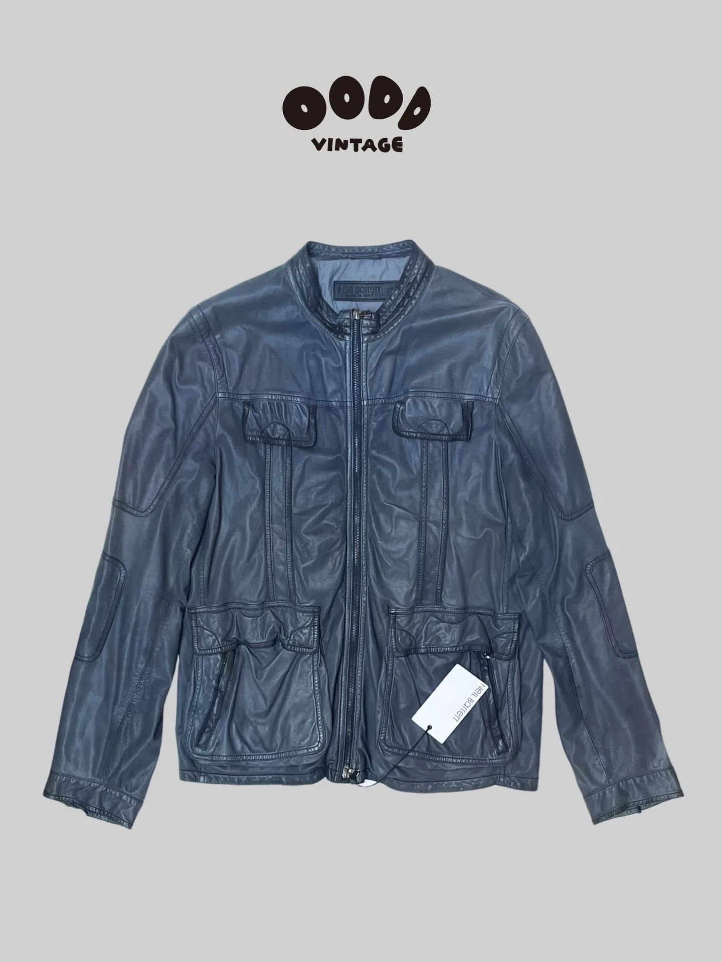Neil Barrett Neil Barrett Blue Distressed Leather Jacket Size US M / EU 48-50 / 2 - 1 Thumbnail