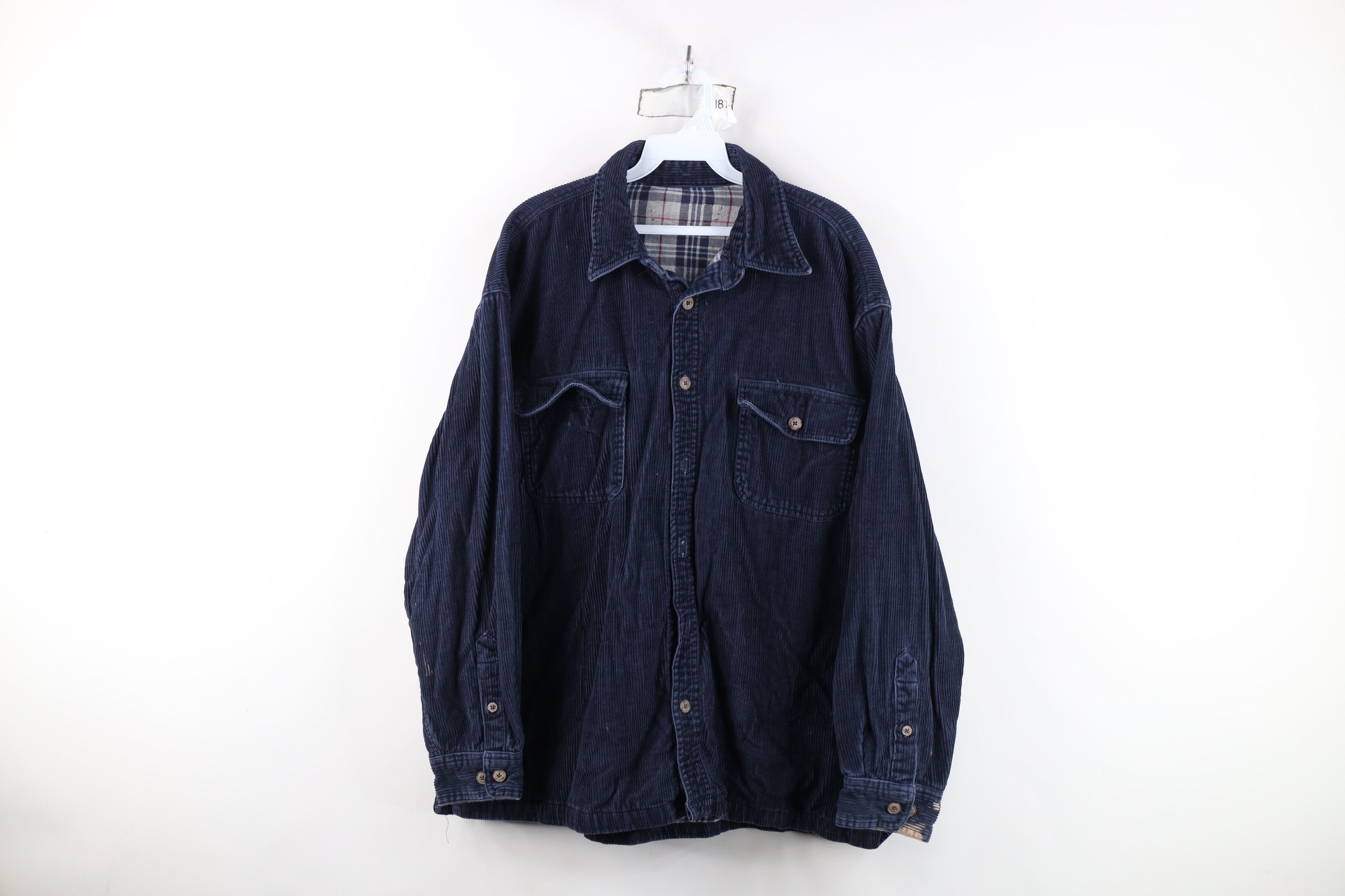 Vintage Vintage 90s Streetwear Lined Corduroy Shirt Jacket Jac Size US XL / EU 56 / 4 - 1 Thumbnail
