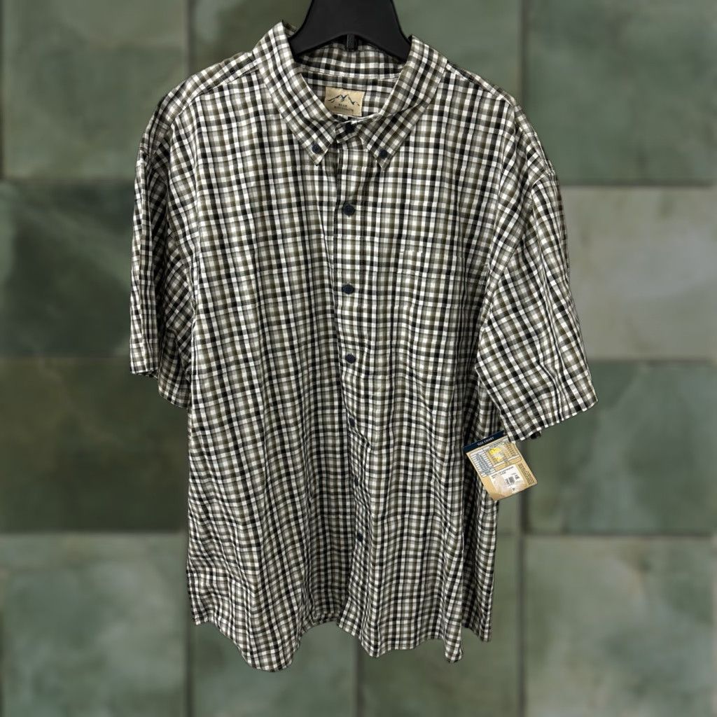 The Mountain Blue Mountain Shirt Mens 2XL Green Oxford Plaid Short Sleeve Button-Down Collar Pocket Cotton Size US XXL / EU 58 / 5 - 1 Thumbnail