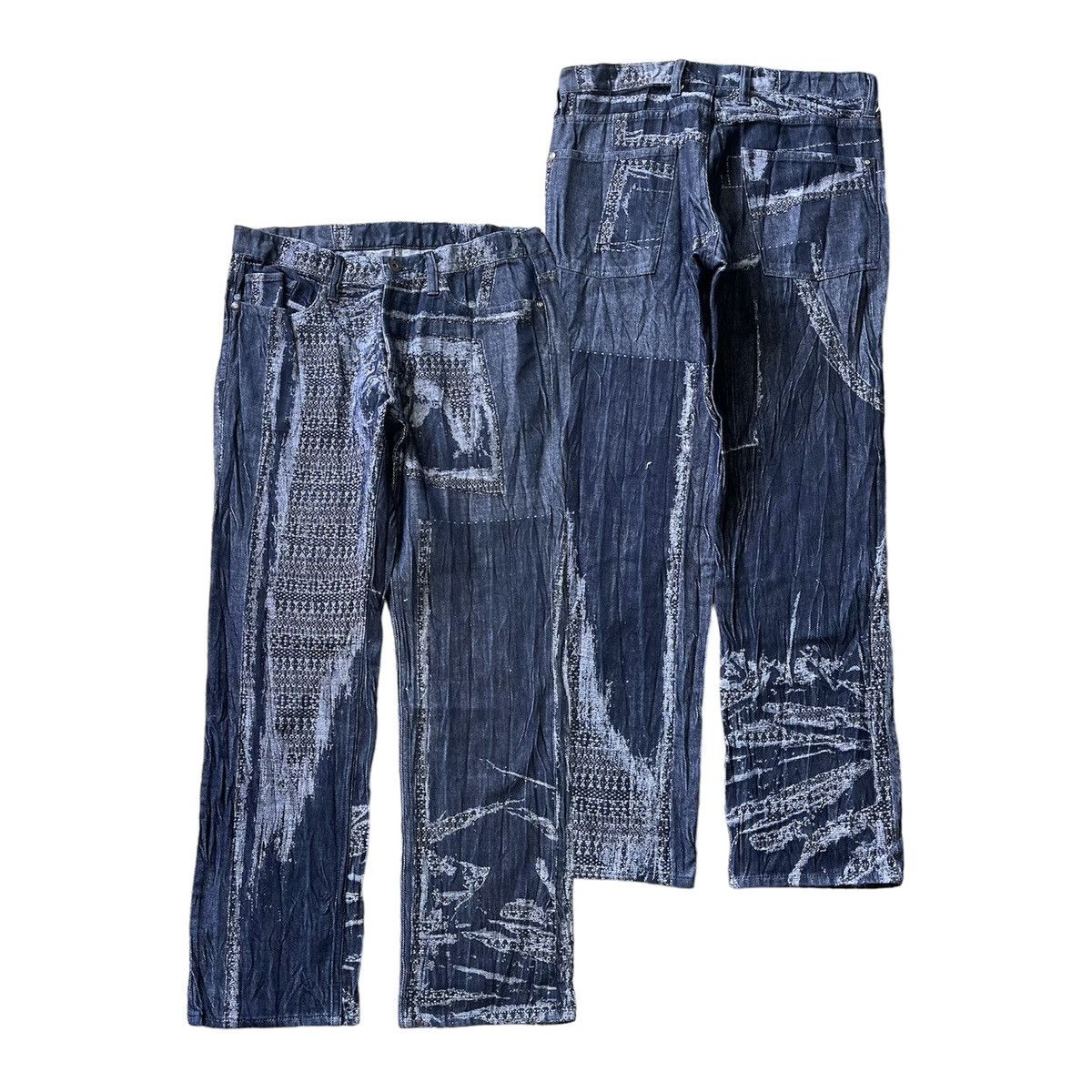 image of Archival Clothing x Issey Miyake Vintage Issey Miyake Men Sashiko Denim Pants in Blue (Size 33)