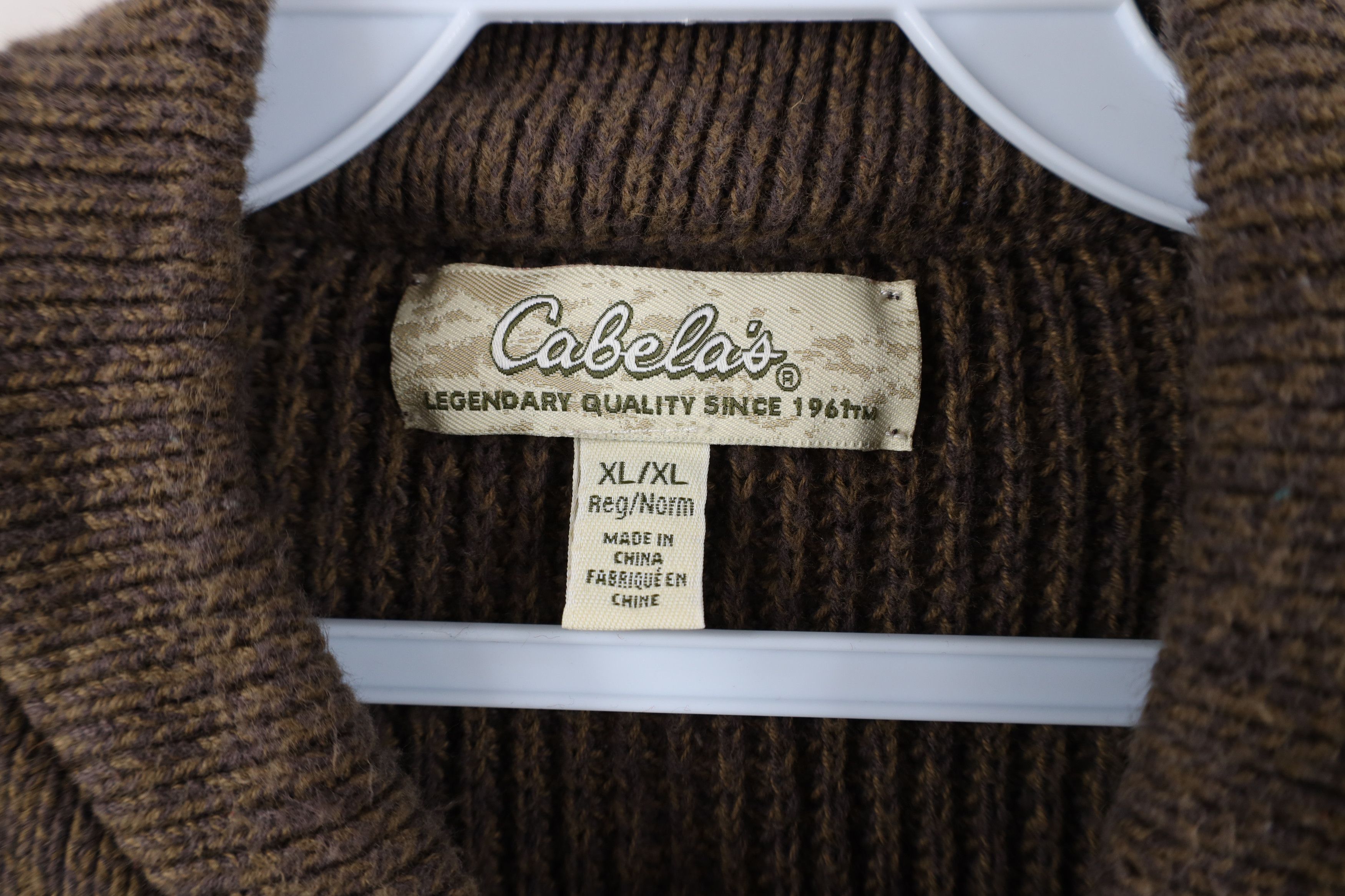 Cabelas Vintage Cabelas Cotton Ribbed Knit Henley Sweater Brown Size US XL / EU 56 / 4 - 5 Thumbnail