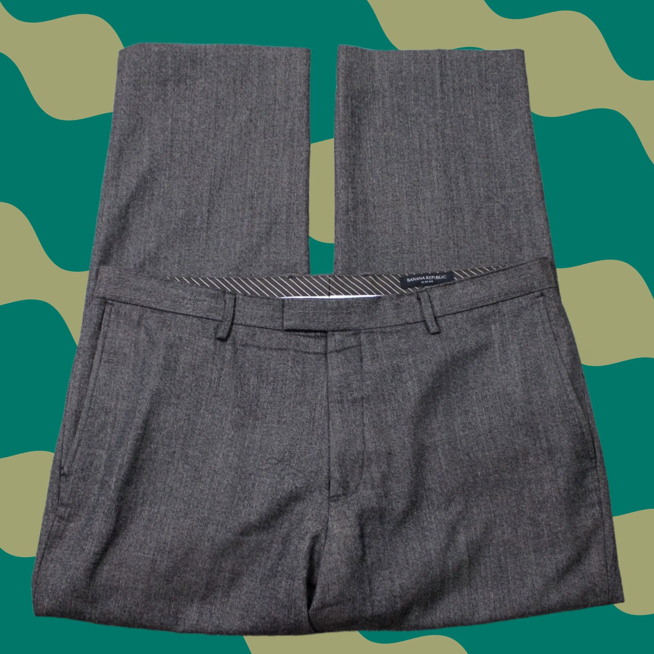 Banana Republic Banana Republic Pants Men 38x30 Gray Slim Fit Wool Flat Front Lined Dress Pants Size 38 Mens Regular Straight Front Size US 38 / EU 54 - 1 Thumbnail