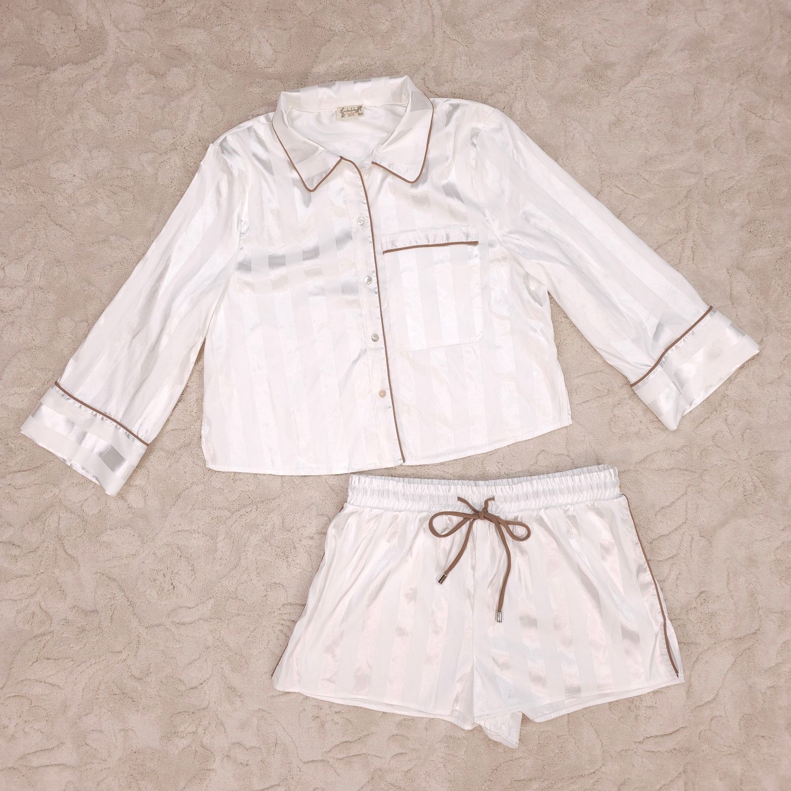 Free People FP Intimately Pajama Set White Satin Sz Small Size ONE SIZE - 5 Thumbnail