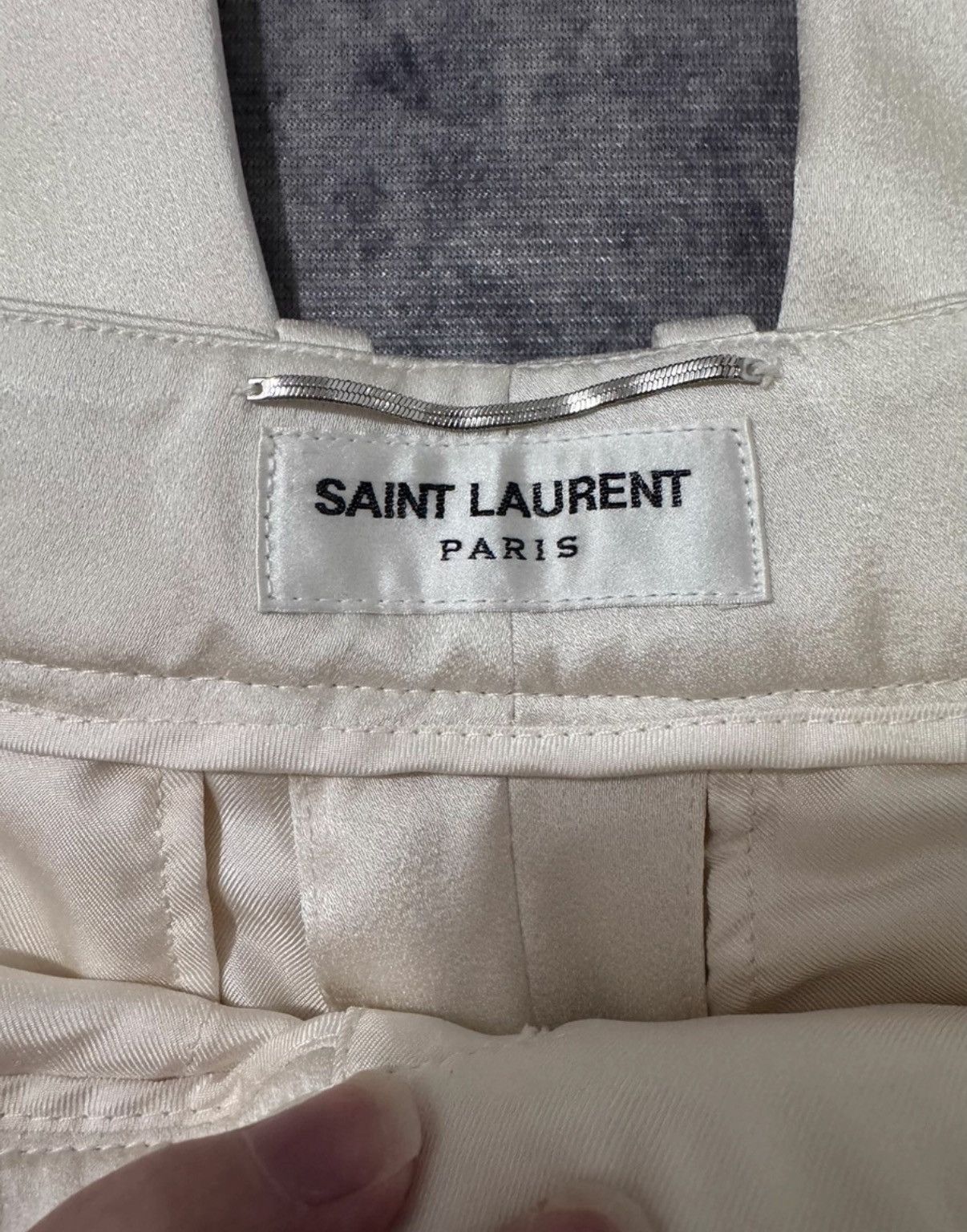 Saint Laurent Paris SLP 23SS Satin Off-White Straight Flared Tailored Pants Size US 32 / EU 48 - 6 Thumbnail