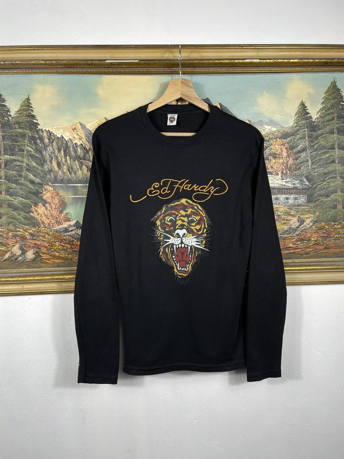 Christian Audigier × Ed Hardy × Vintage Ed Hardy Retro 00s LS T-Shirt Tee Cyber Affliction Grunge Size M / US 6-8 / IT 42-44 - 1 Thumbnail