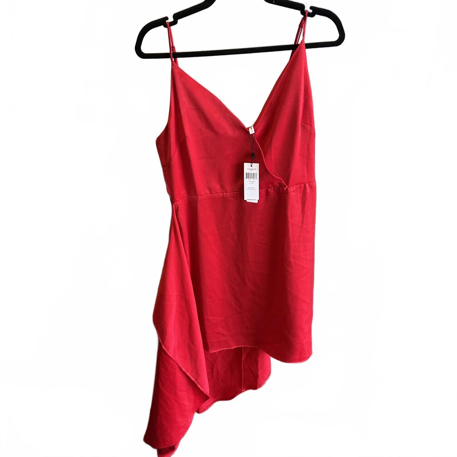 Designer Chic Red Asymmetrical Dress - Size 10 Size L / US 10 / IT 46 - 1 Thumbnail