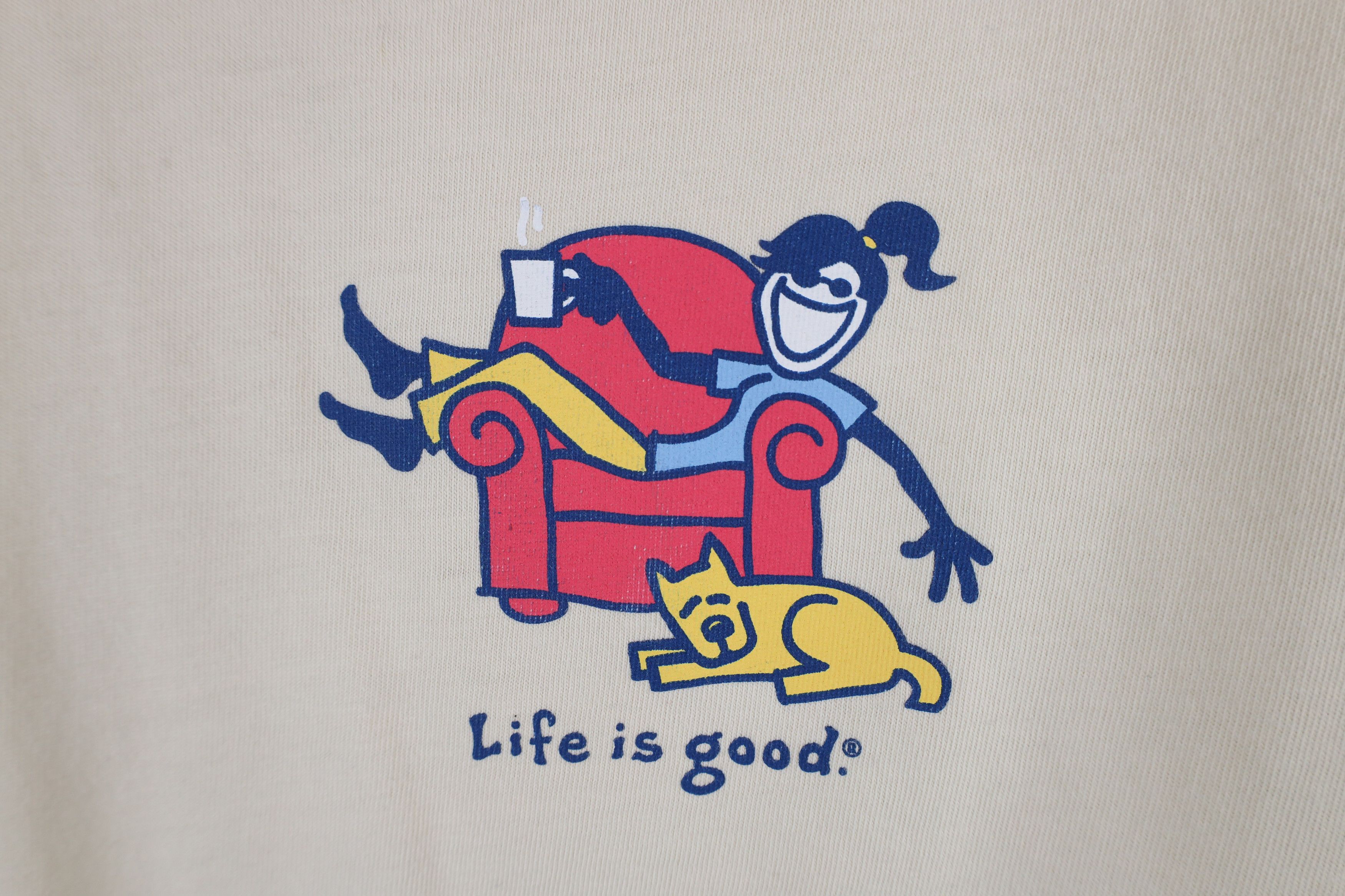 Life is Good × Vintage Vintage Life Is Good Dog Chair Long Sleeve T-Shirt Beige Size US M / EU 48-50 / 2 - 6 Thumbnail