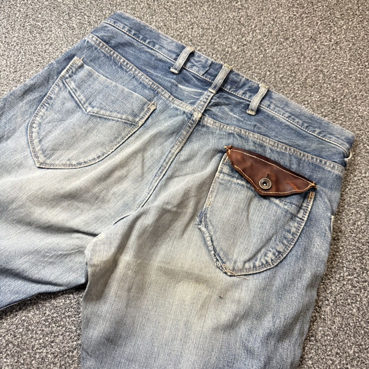 Japanese Brand 🔥🇯🇵 Archival Spellbound Domingo Distressed Fatique Denim Size US 35 - 4 Thumbnail