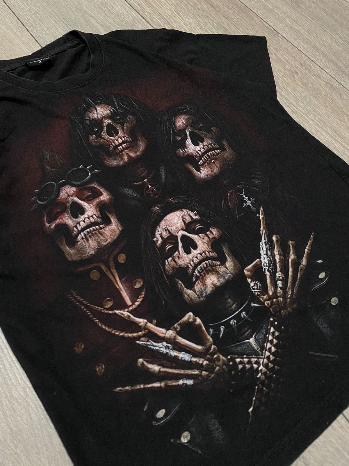 Band Tees × Vintage Vintage Spiral Skulls Sexy Vamp Dead Face Horror Tee 90s Size US M / EU 48-50 / 2 - 3 Thumbnail