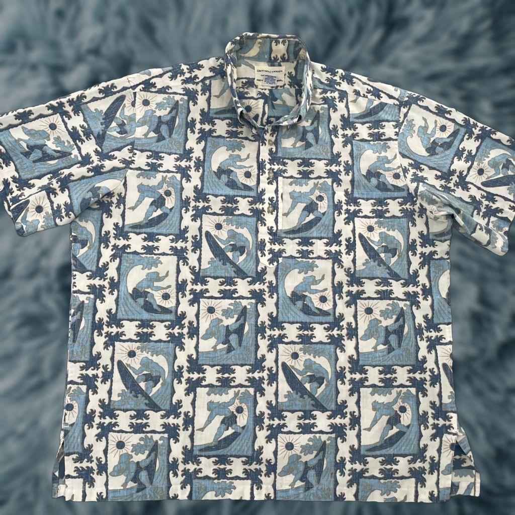 Reyn Spooner VINTAGE Reyn Spooner Shirt Adult Hawaiian Button Down Polo Reverse Print Mens XL Blue Size US XL / EU 56 / 4 - 1 Thumbnail
