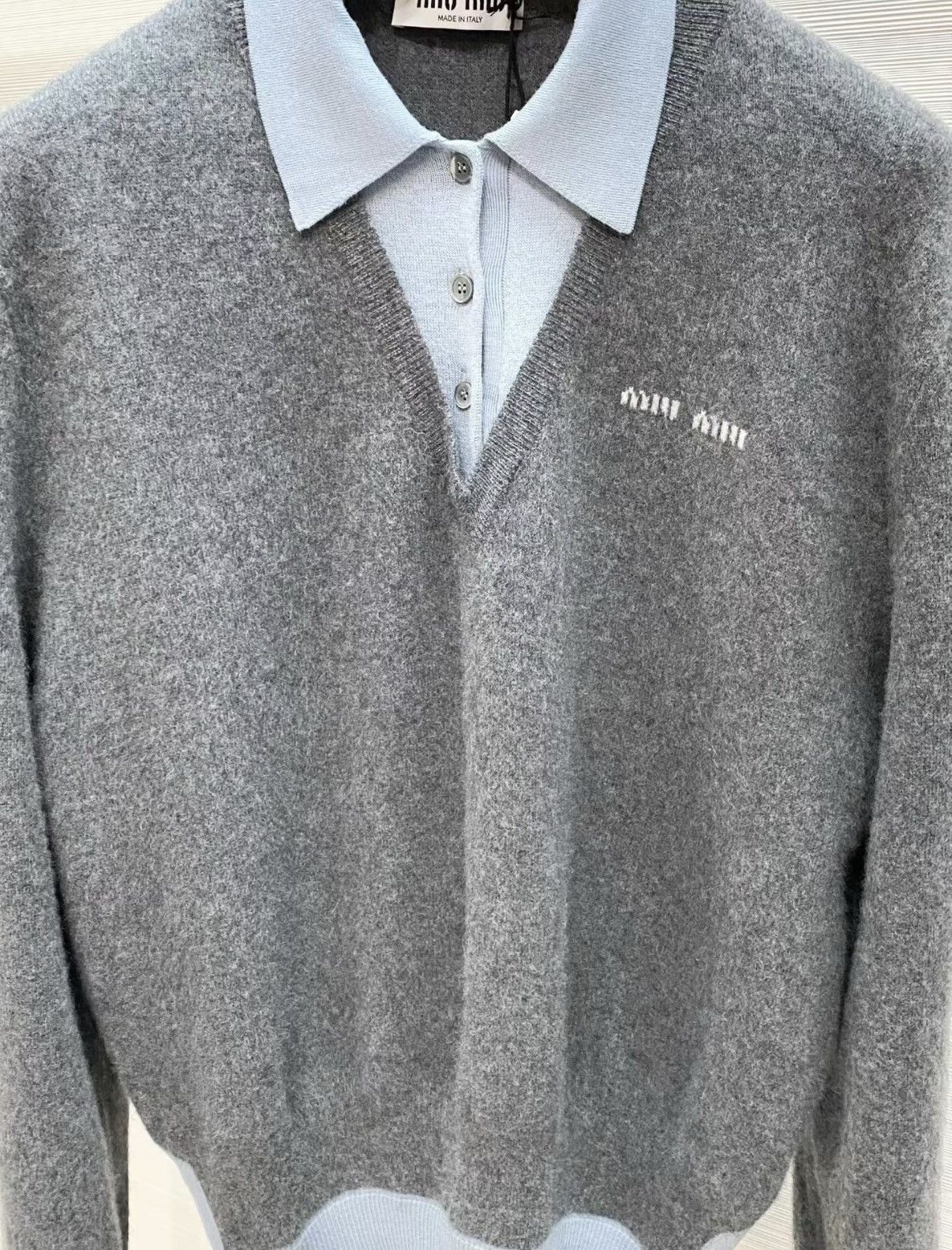 Miu Miu Miu Miu 25SS Block Fake Two-Piece Polo Collar Sweater J33 Size XS / US 0-2 / IT 36-38 - 3 Thumbnail