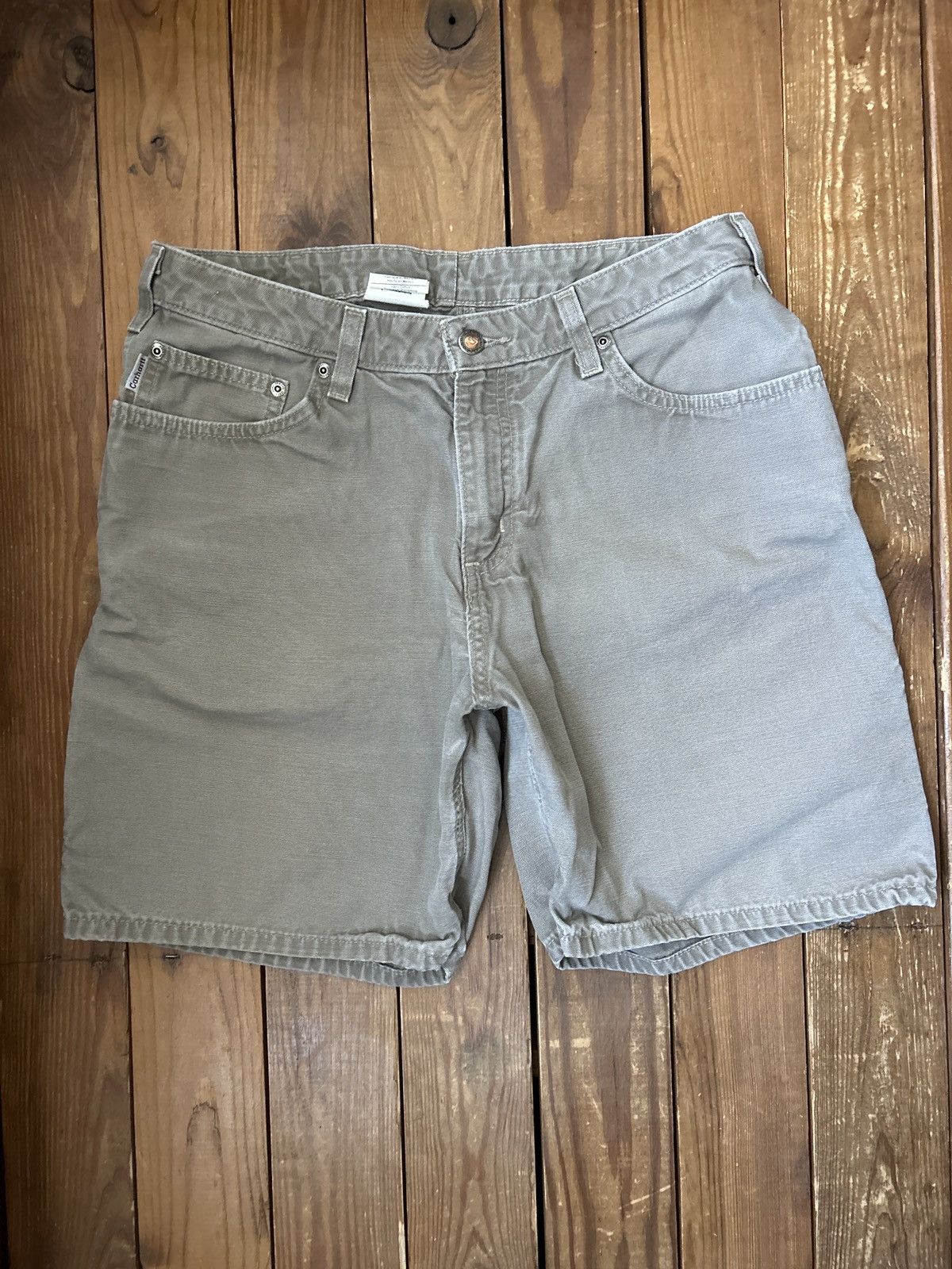 Carhartt × Vintage Vintage Carhartt Green Grey Carpenter Shorts Size US 30 / EU 46 - 2 Thumbnail
