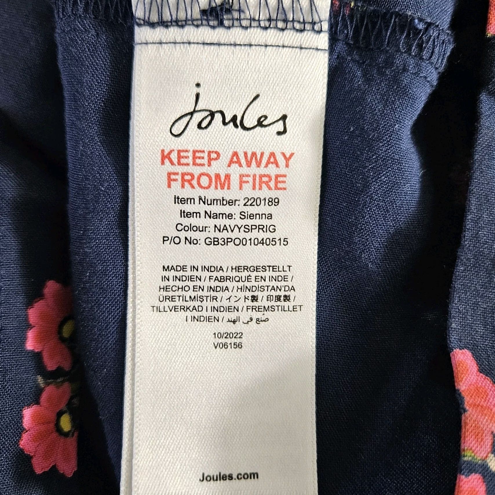 Vintage Joules Womens Dress 16 Floral V-Neck Long Sleeve Midi Viscose Blue Pink A-Line Womens Size XXL / US 16-18 / IT 52-54 - 5 Thumbnail