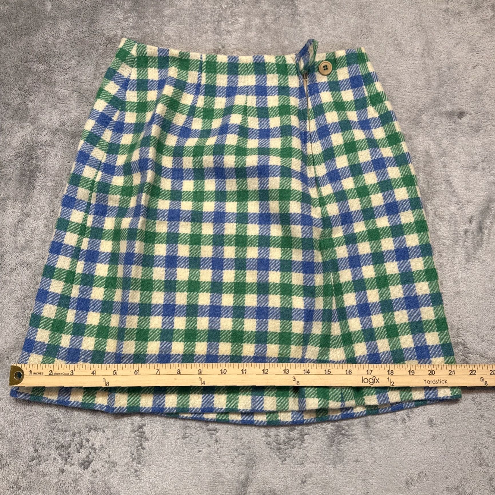 Vintage VINTAGE DEANS Of Scotland Wool Plaid Skirt Womens Size 12 Green Blue Tweed Pleated Short Lined Fall Winter Shetland Size 34" / US 12 / IT 48 - 5 Thumbnail