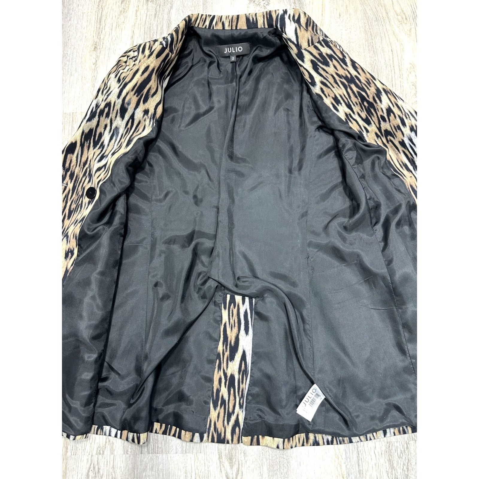 Doublet Julio Blazer Coat Jacket Leopard Print Brown 2 Women Wool Blend Long Sleeve Buttoned Lined Pockets Casual Workwear Fall Winter Vintage: No Size XS / US 0-2 / IT 36-38 - 7 Thumbnail
