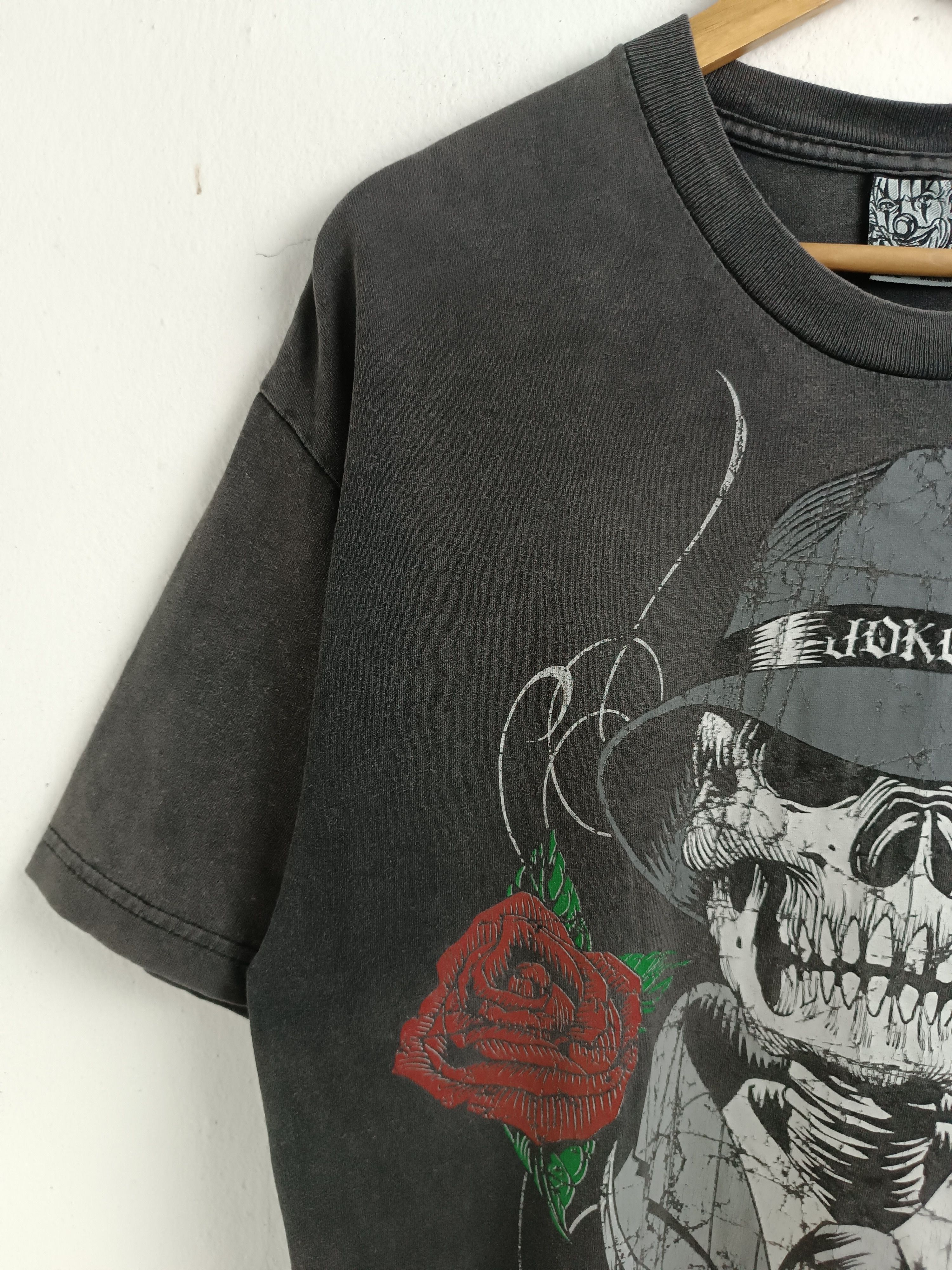 Vintage VINTAGE 90'S JOKER MAFIA ROSES SKULL WORN & FADED VERY RARE Size US L / EU 52-54 / 3 - 5 Thumbnail