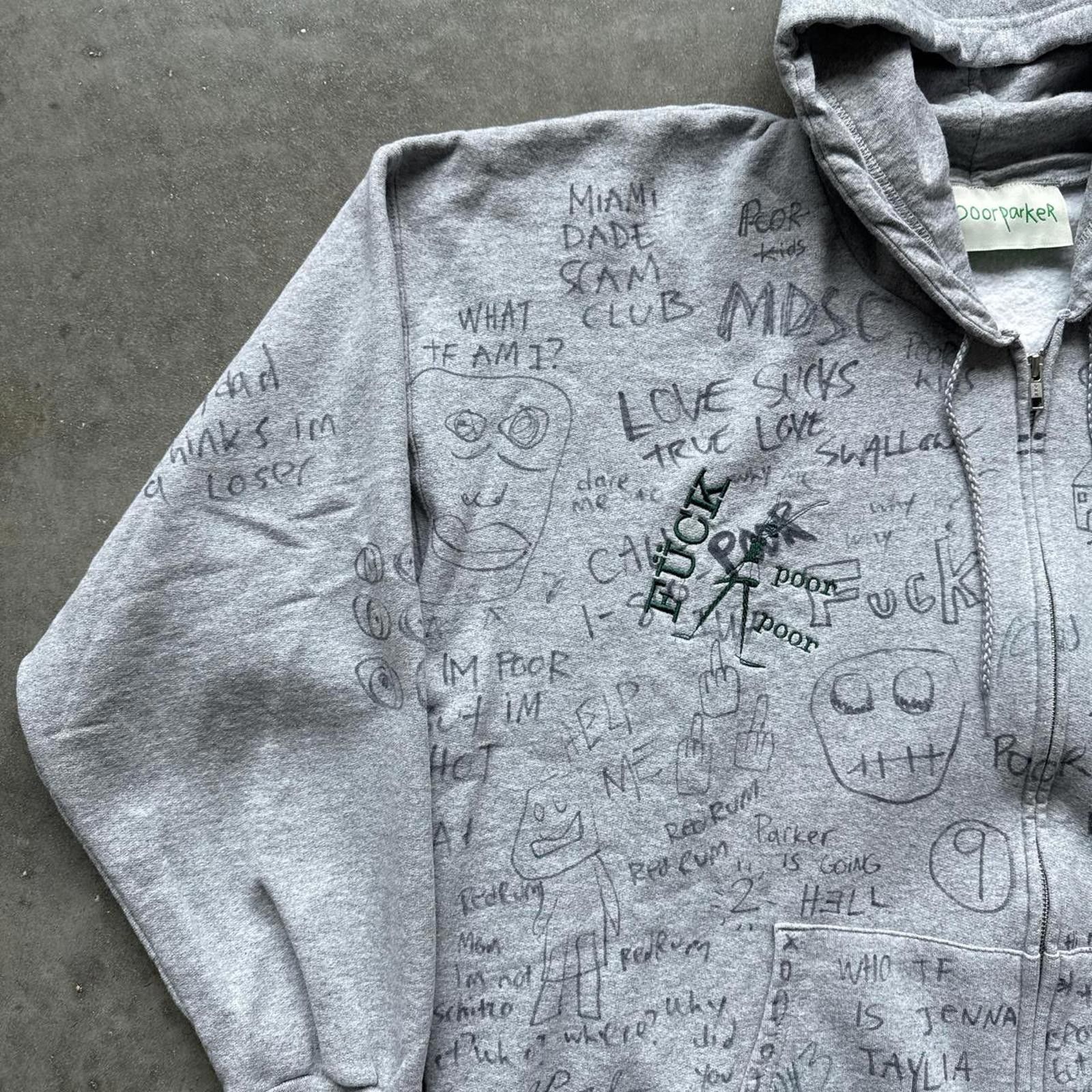 Packer Shoes Poor Parker Hoodie Jacket With Hand Written Graffiti Design Size US XL / EU 56 / 4 - 4 Thumbnail