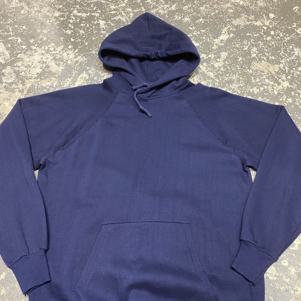 Japanese Brand × Original Montgomery × Vintage Vintage Montgomery Ward Blank Navy Gusset Hoodie Sweat 70s Size US L / EU 52-54 / 3 - 12 Thumbnail