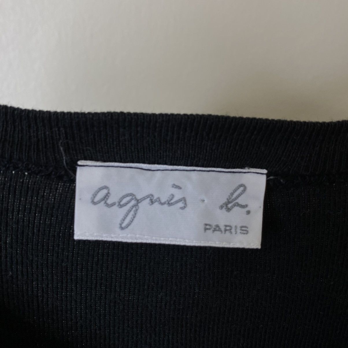 agnes b. Black Blank V Neck Women LS T Shirt Size S / US 4 / IT 40 - 3 Thumbnail