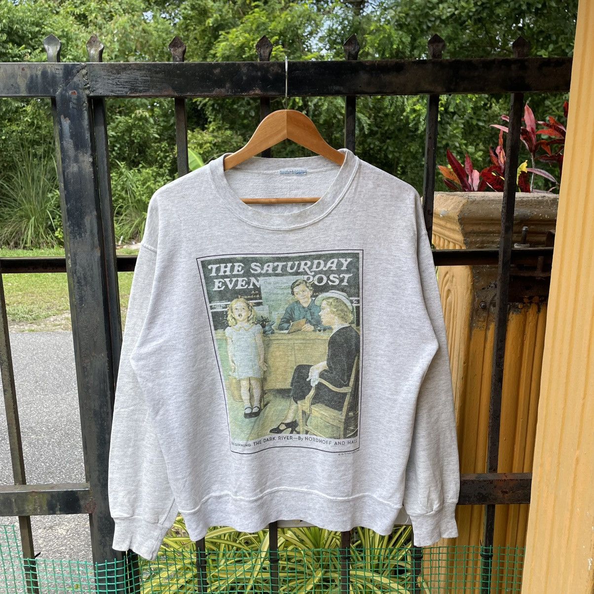 Vintage 🔥Vintage 90s The Saturday Evening Post Magazines Sweatshirts Size US M / EU 48-50 / 2 - 1 Thumbnail