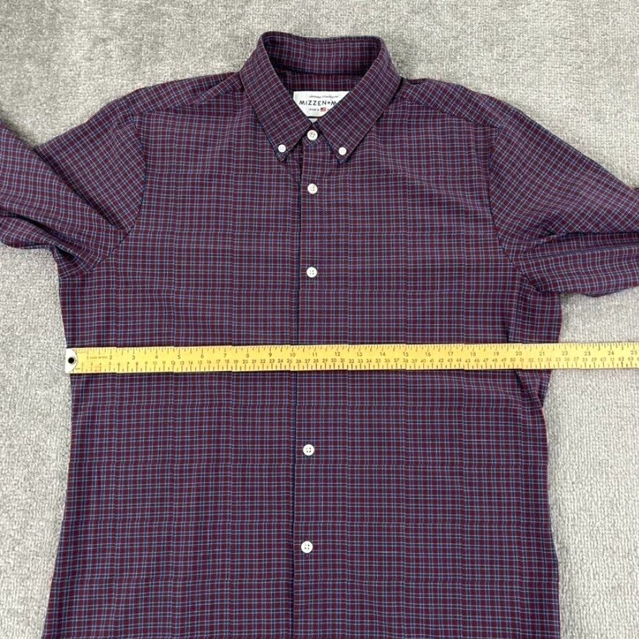 Mizzen+Main MIZZEN + MAIN Shirt Mens Large Trim Fit Blue Red Checked Button Down Stretch L/S Dress Shirt Size US M / EU 48-50 / 2 - 5 Thumbnail