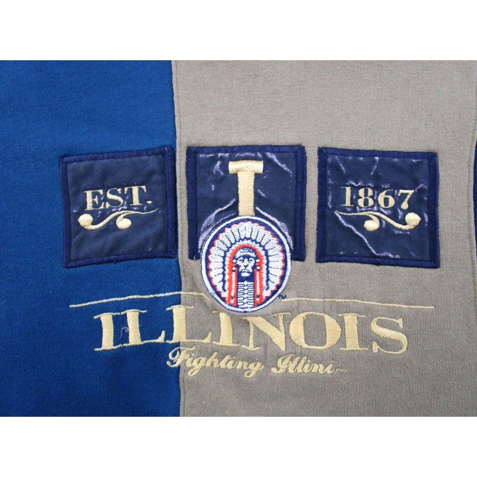 NCAA Vtg 90s University of Illinois Crewneck Sweatshirt Color Block SZ L Crable NCAA Mens Sweatshirt Size US L / EU 52-54 / 3 - 2 Thumbnail