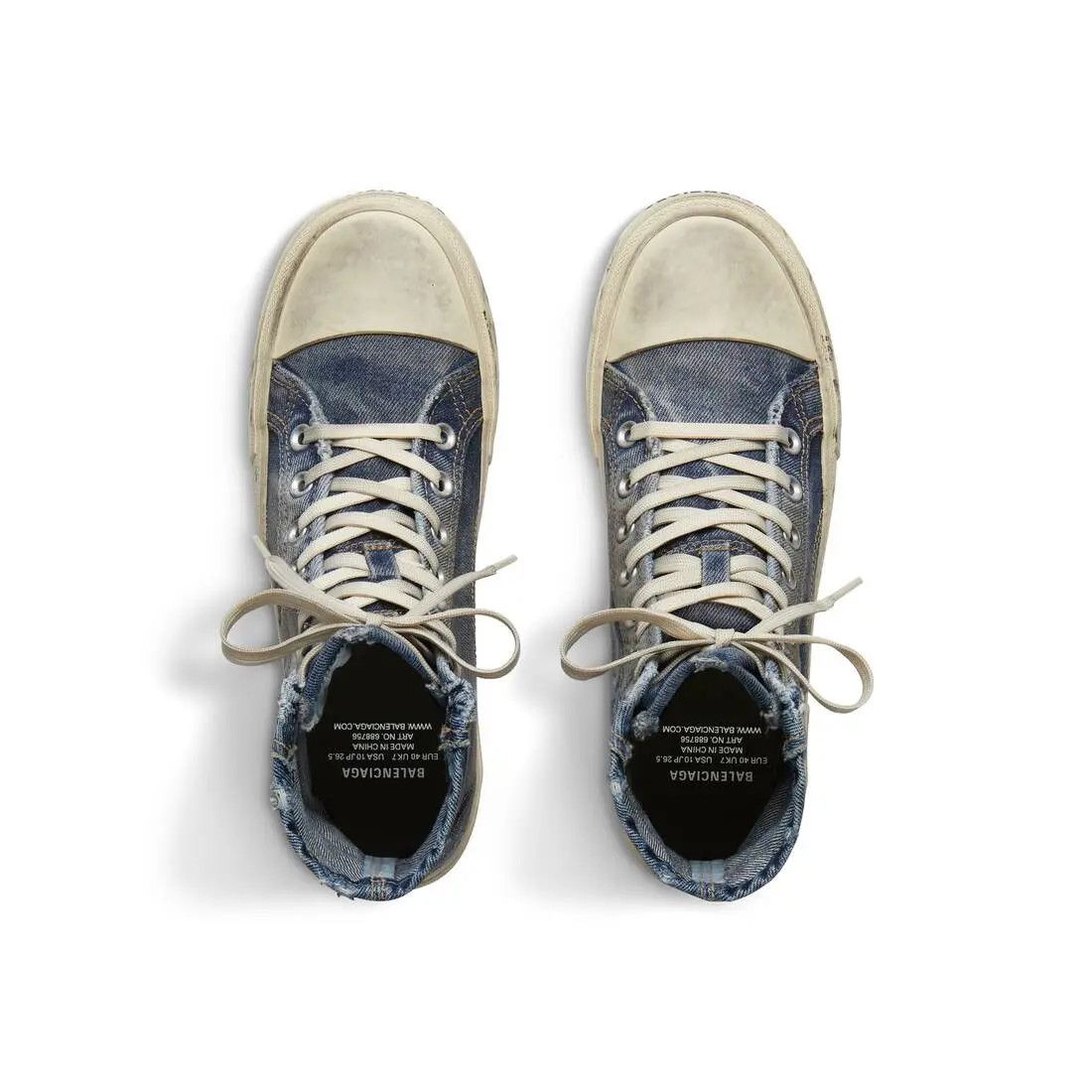 Balenciaga o1w1db10625 Paris High Top Sneakers in Blue/Beige Size US 5 / IT 35 - 6 Thumbnail