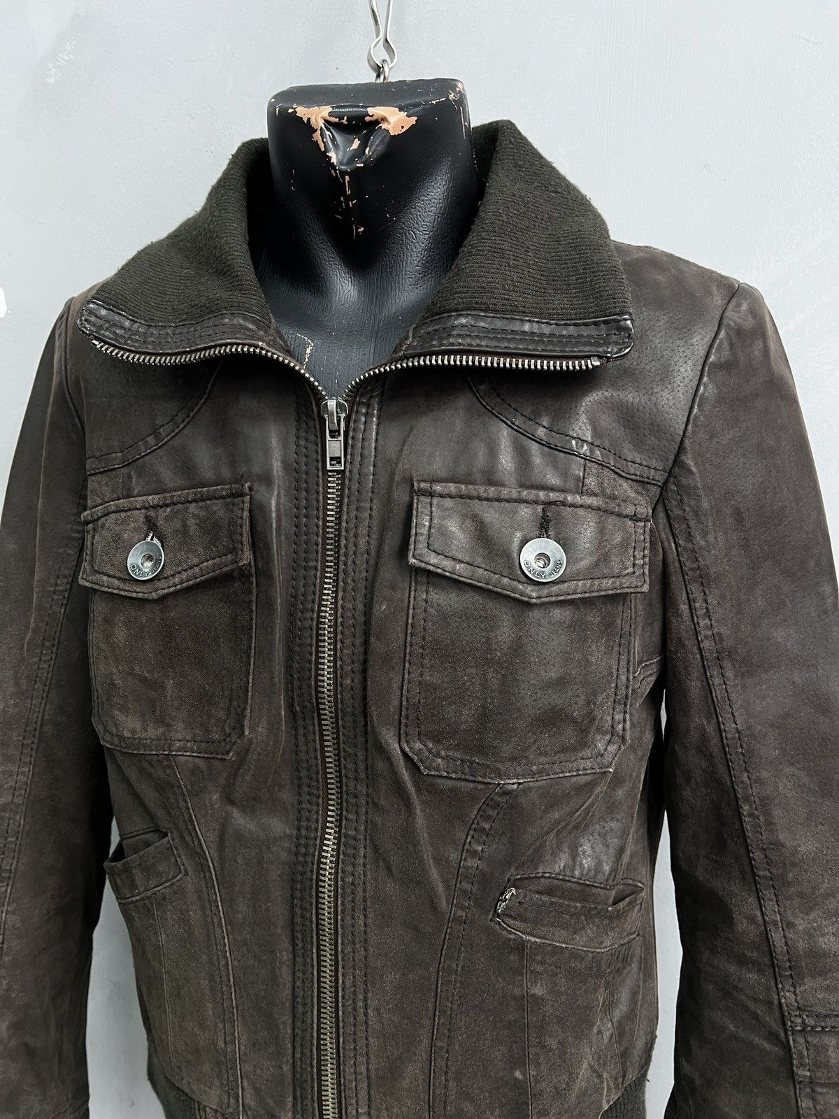 Hysteric Glamour long neck leather bomber jacket multipocket 14thaddiction Size US S / EU 44-46 / 1 - 2 Thumbnail