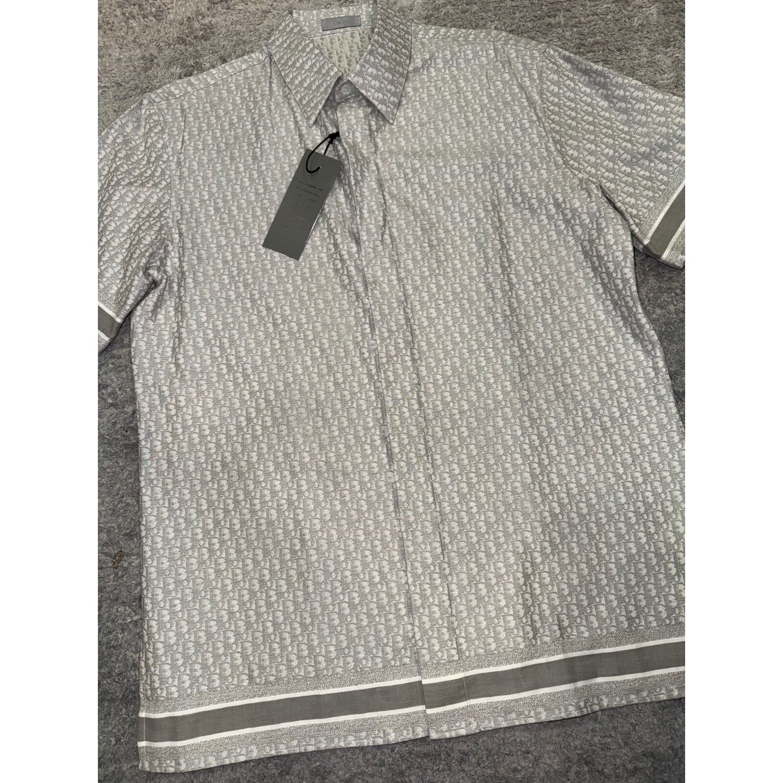 Dior Dior Oblique Grey Logo Cotton Jacquard Short Sleeve Size US M / EU 48-50 / 2 - 7 Thumbnail