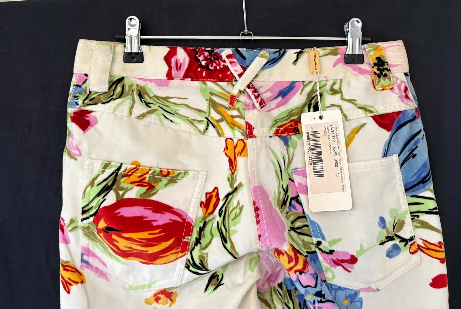 Dolce & Gabbana Dolce&Gabbana Women's Floral Print Velvet Trousers Ｑ21 Size 28" / US 6 / IT 42 - 5 Thumbnail
