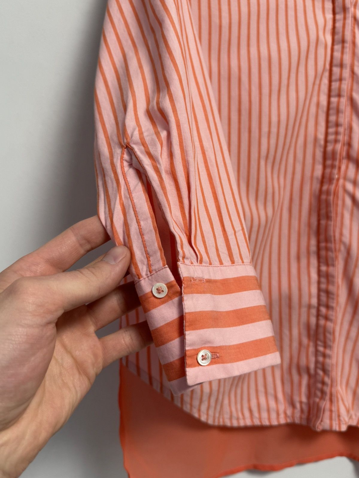 Sandro Sandro Women’s Pink Orange Striped Blouse Tunic 3/4 Sleeve Size XS / US 0-2 / IT 36-38 - 9 Thumbnail