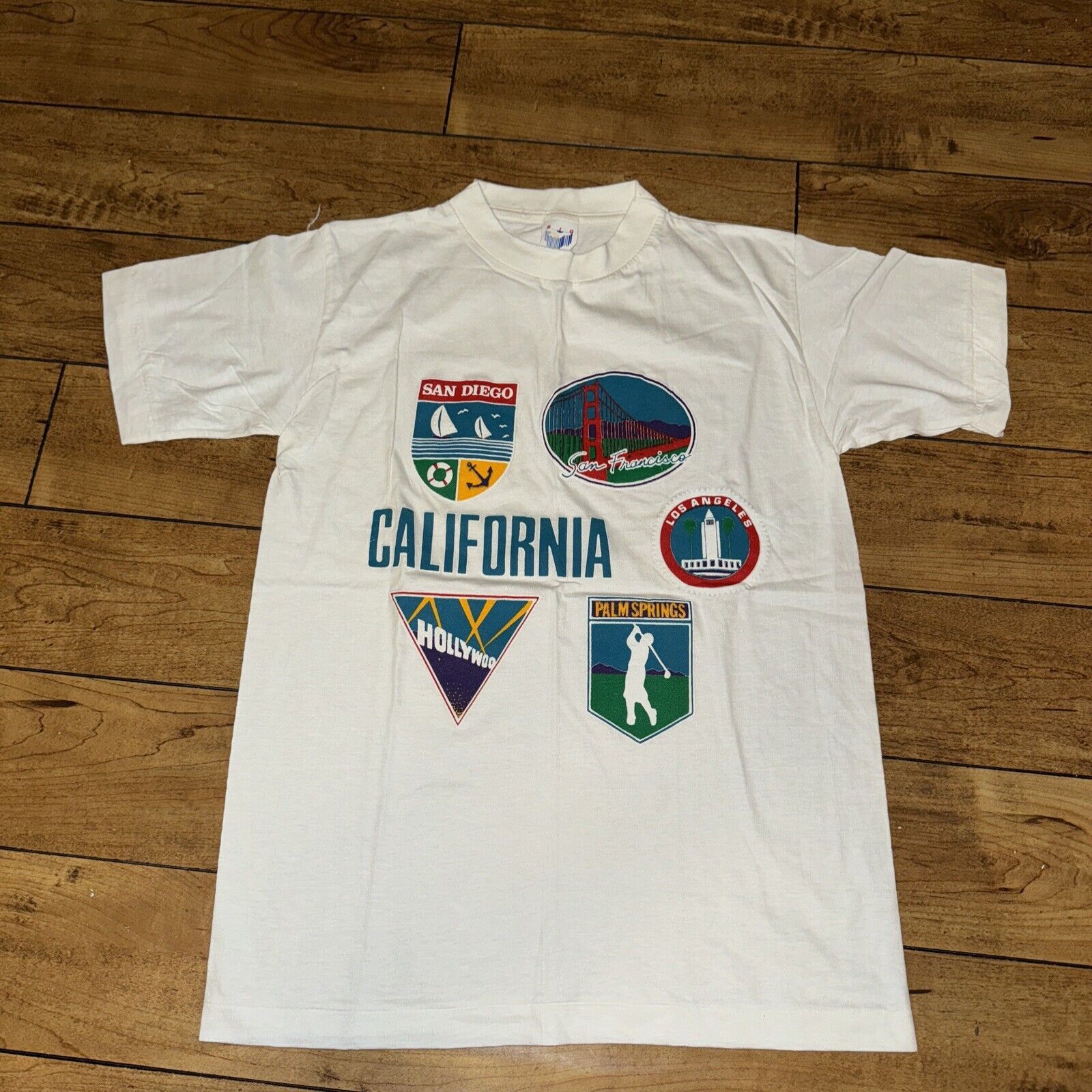 Band Tees × Vintage Vintage Single Stitch California T-Shirt White S 17x25 Big T Size US S / EU 44-46 / 1 - 1 Thumbnail