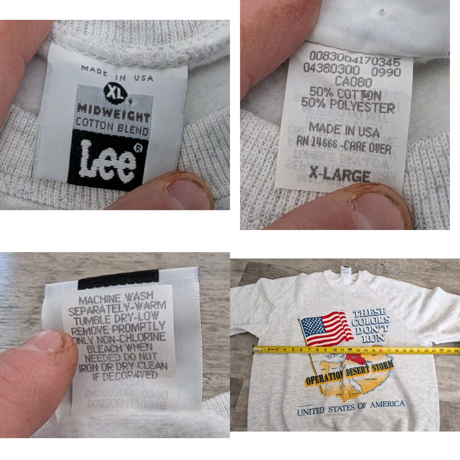 Lee VINTAGE Lee Desert Storm Crewneck Sweatshirt XL Gray Men's 90s Graphic Print Midweight Fleece All Seasons Size US XL / EU 56 / 4 - 8 Thumbnail