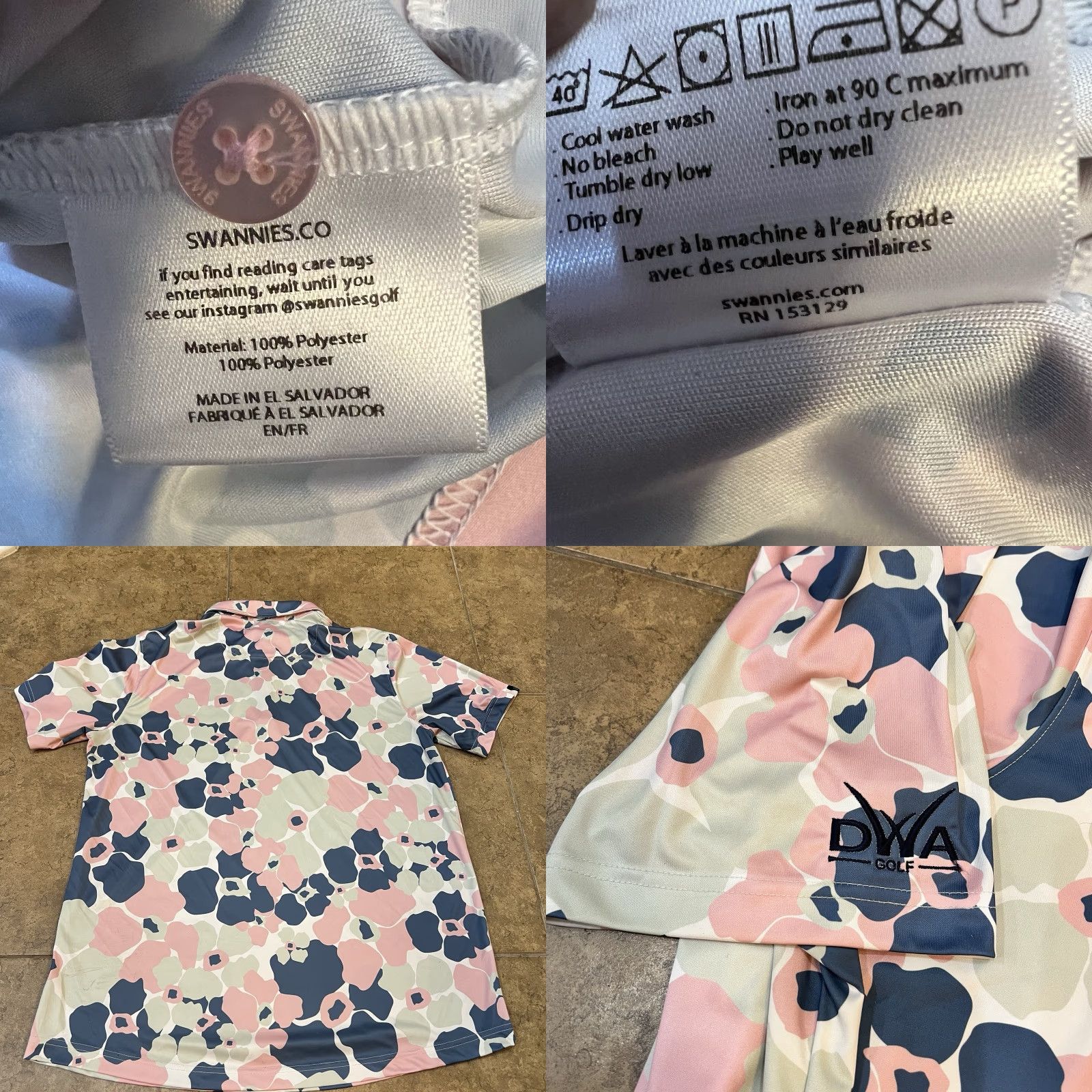 Vintage Swannie’s Men’s Polo Pink Camo Floral XL Short Sleeve Logo Button Collared Golf Casual Activewear Shirt Women’s? Size US XL / EU 56 / 4 - 8 Thumbnail
