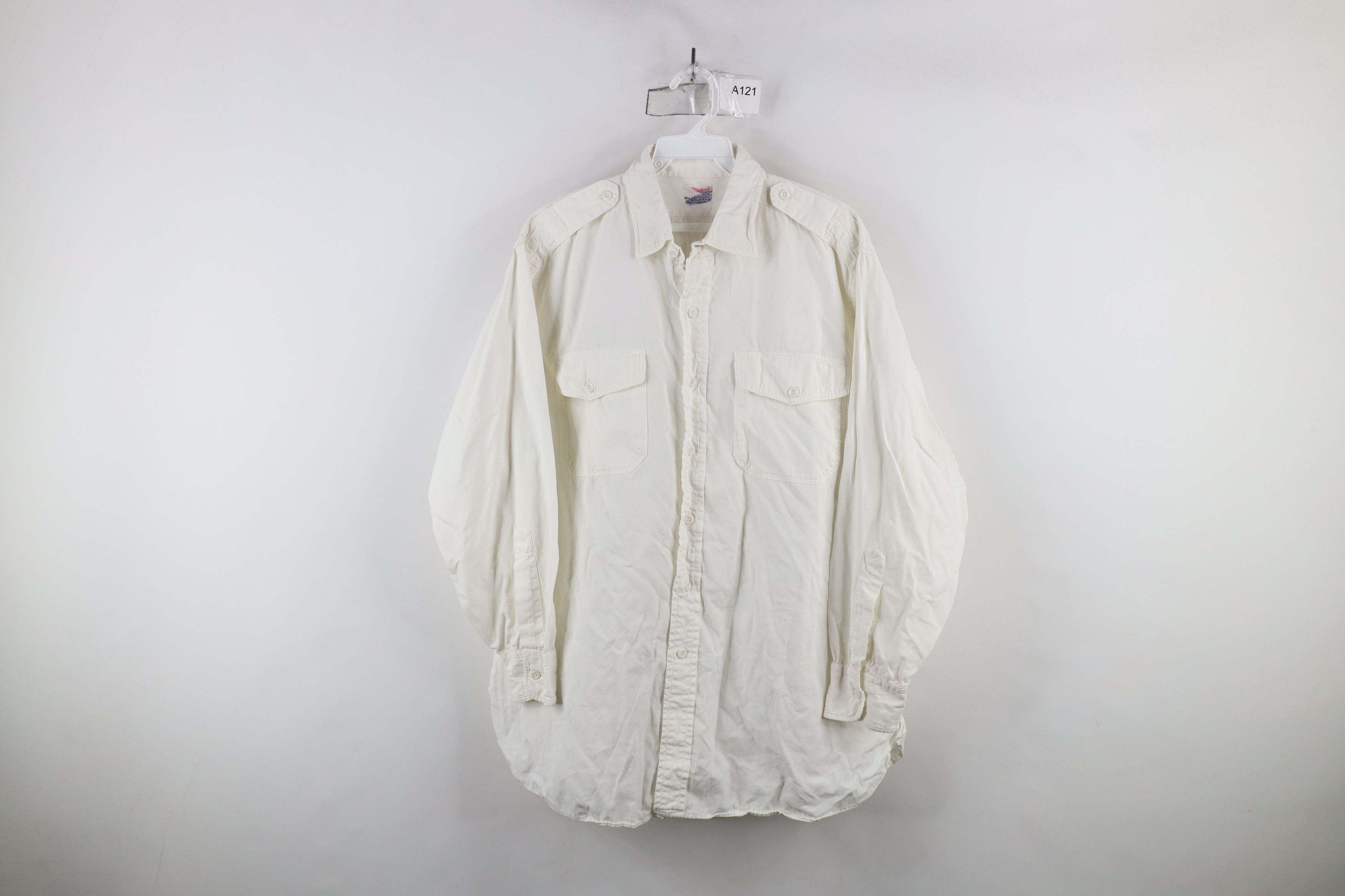 Vintage Vintage 50s 60s Military Uniform Collared Button Shirt White Size US XL / EU 56 / 4 - 1 Thumbnail