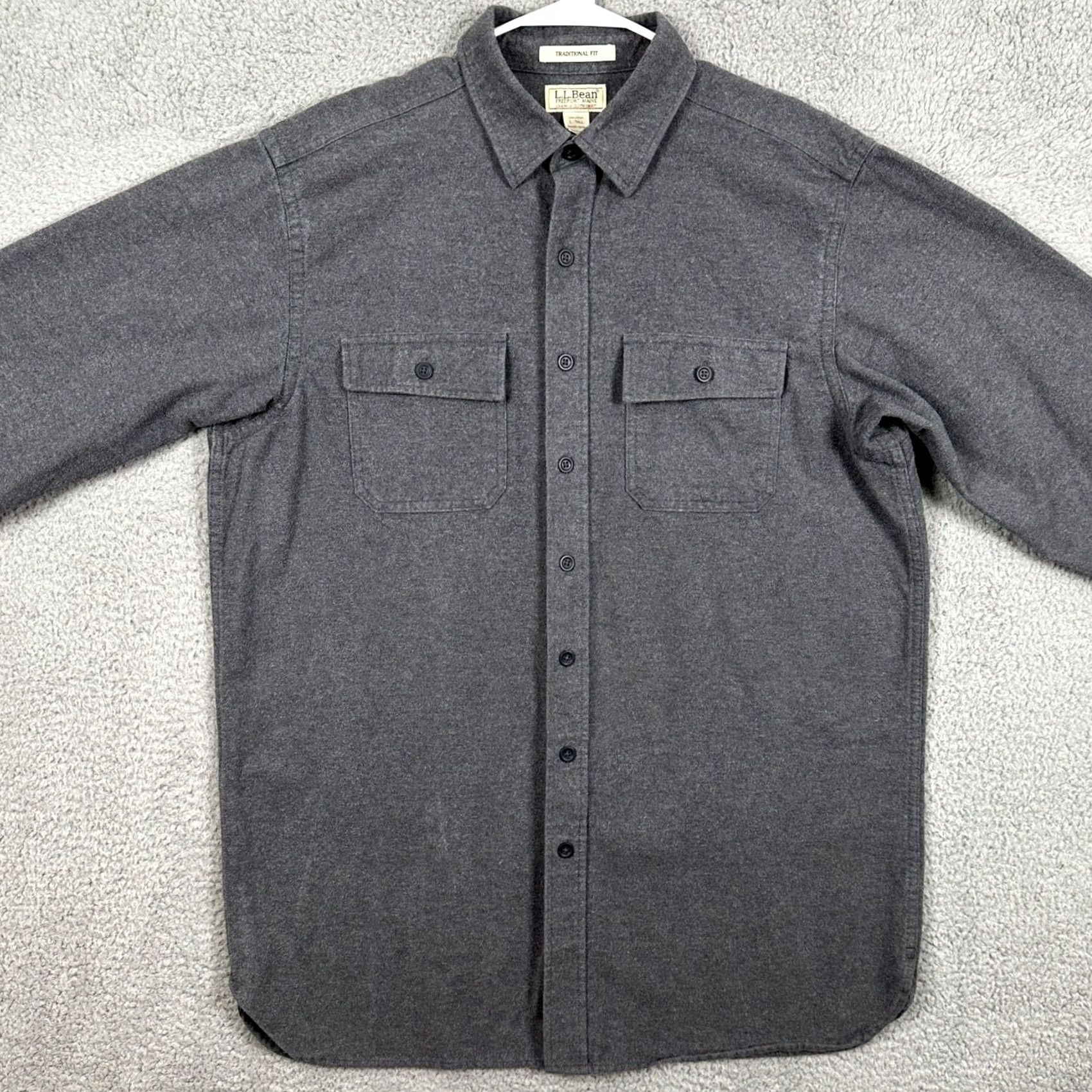 Vintage L.L. Bean Chamois Cloth Shirt Flannel Mens Large Tall Gray Button Up Flap Pocket Size US L / EU 52-54 / 3 - 3 Thumbnail