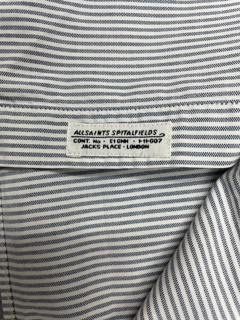 Allsaints AllSaints Vintage Men Cotton Shirt Striped WhiteBlue Size S Size US S / EU 44-46 / 1 - 7 Thumbnail
