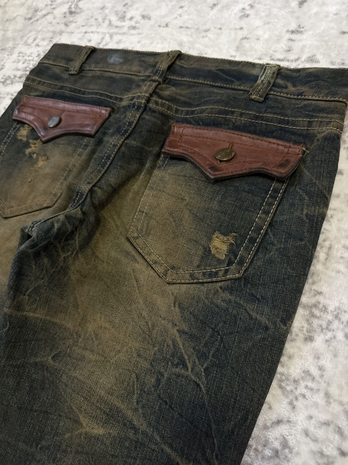 If Six Was Nine 2000s Pinball Studded Flared Jeans Mud Wash Distressed Size US 34 / EU 50 - 19 Thumbnail