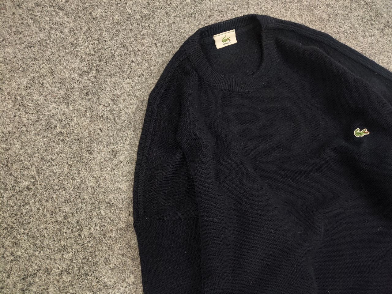 Lacoste Vintage 90's Lacoste Navy Blue Wool Crew Chek Sweater Size US XL / EU 56 / 4 - 7 Thumbnail