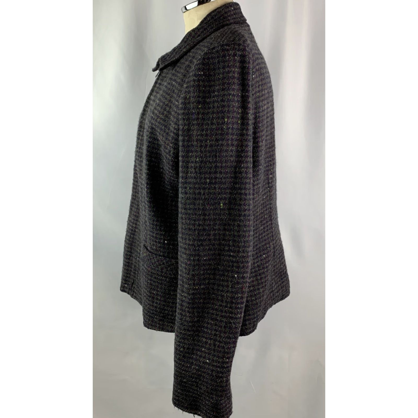 Vintage VINTAGE Dressbarn Zip Front Jacket Women’s Gray Burgundy Wool Blend Tweed Lined 16 Size XXL / US 16-18 / IT 52-54 - 5 Thumbnail