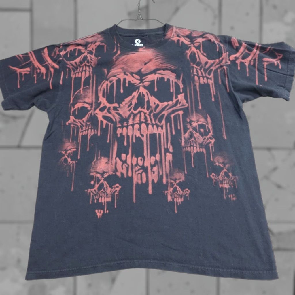 Liquid Blue Liquid Blue T-Shirt L Black Red Cotton Skull Drip Graphic 2008 Y2K Size US L / EU 52-54 / 3 - 1 Thumbnail