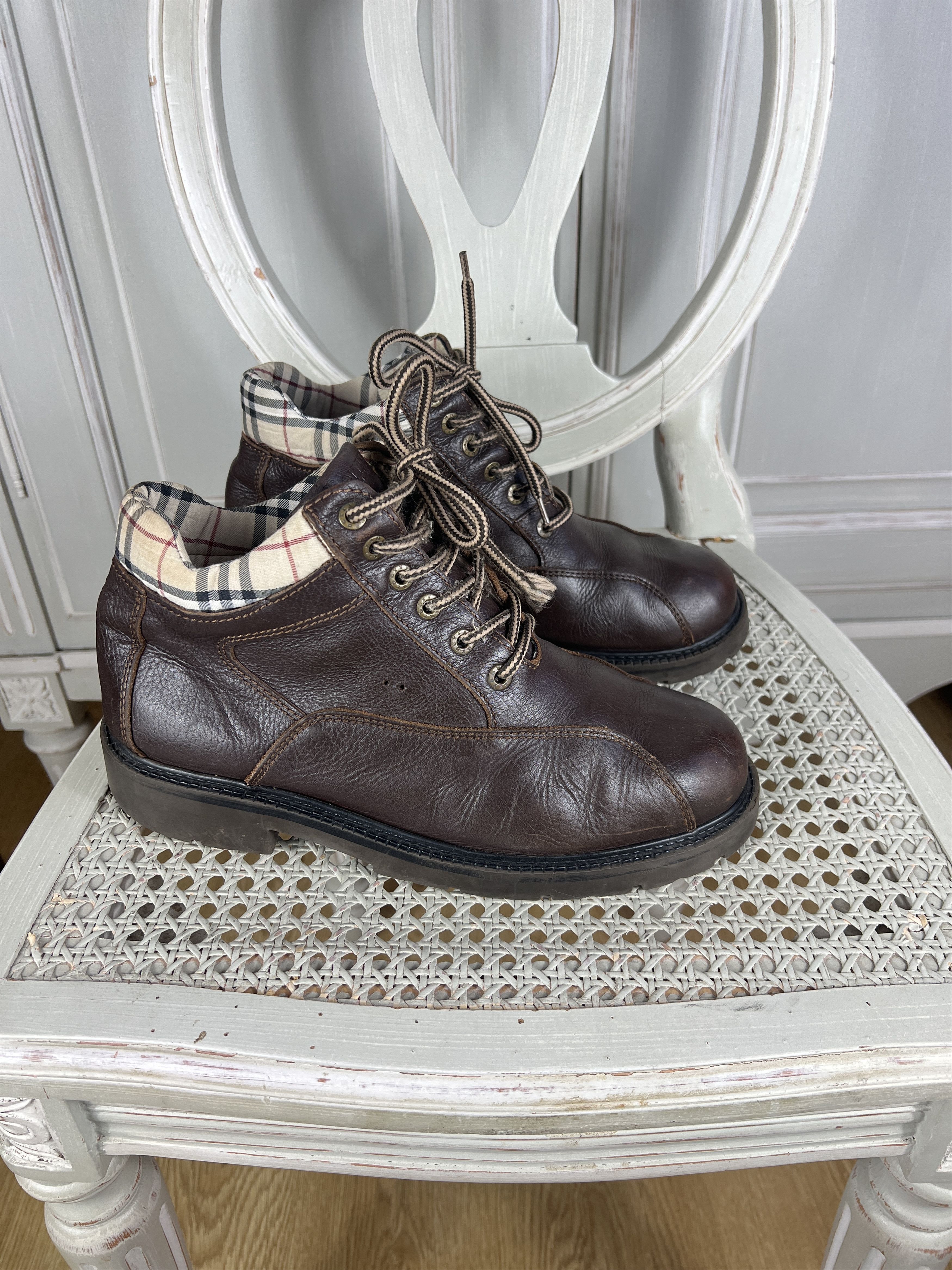 Pre-owned Burberry Leather Boots Novacheck Brown Y2k 00`s