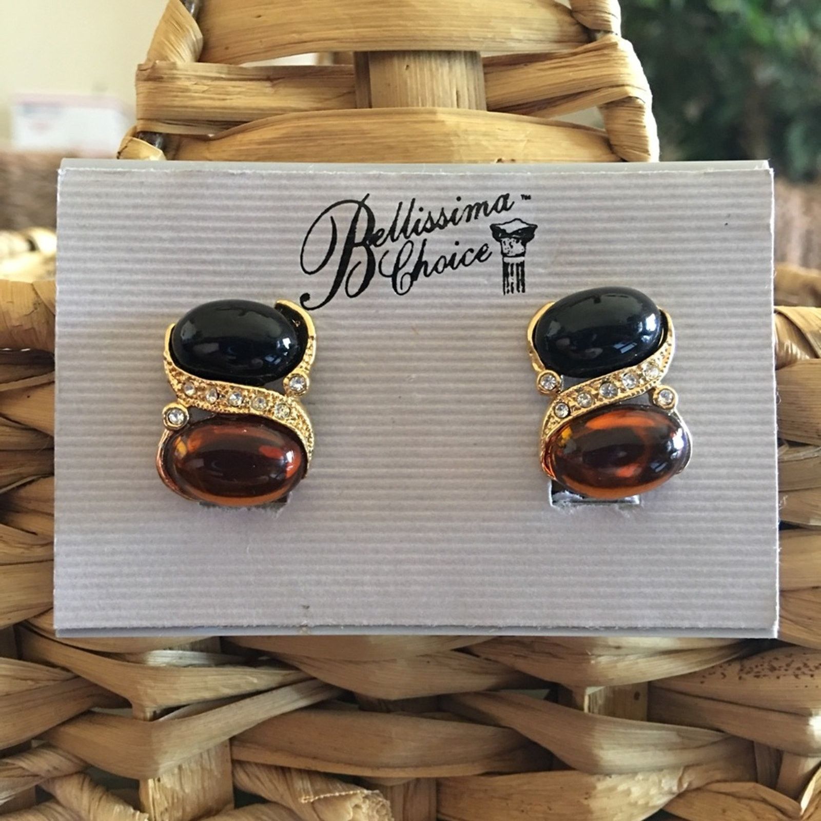 Vintage Vintage Bellissima Choice amber and onyx earrings Size ONE SIZE - 1 Thumbnail