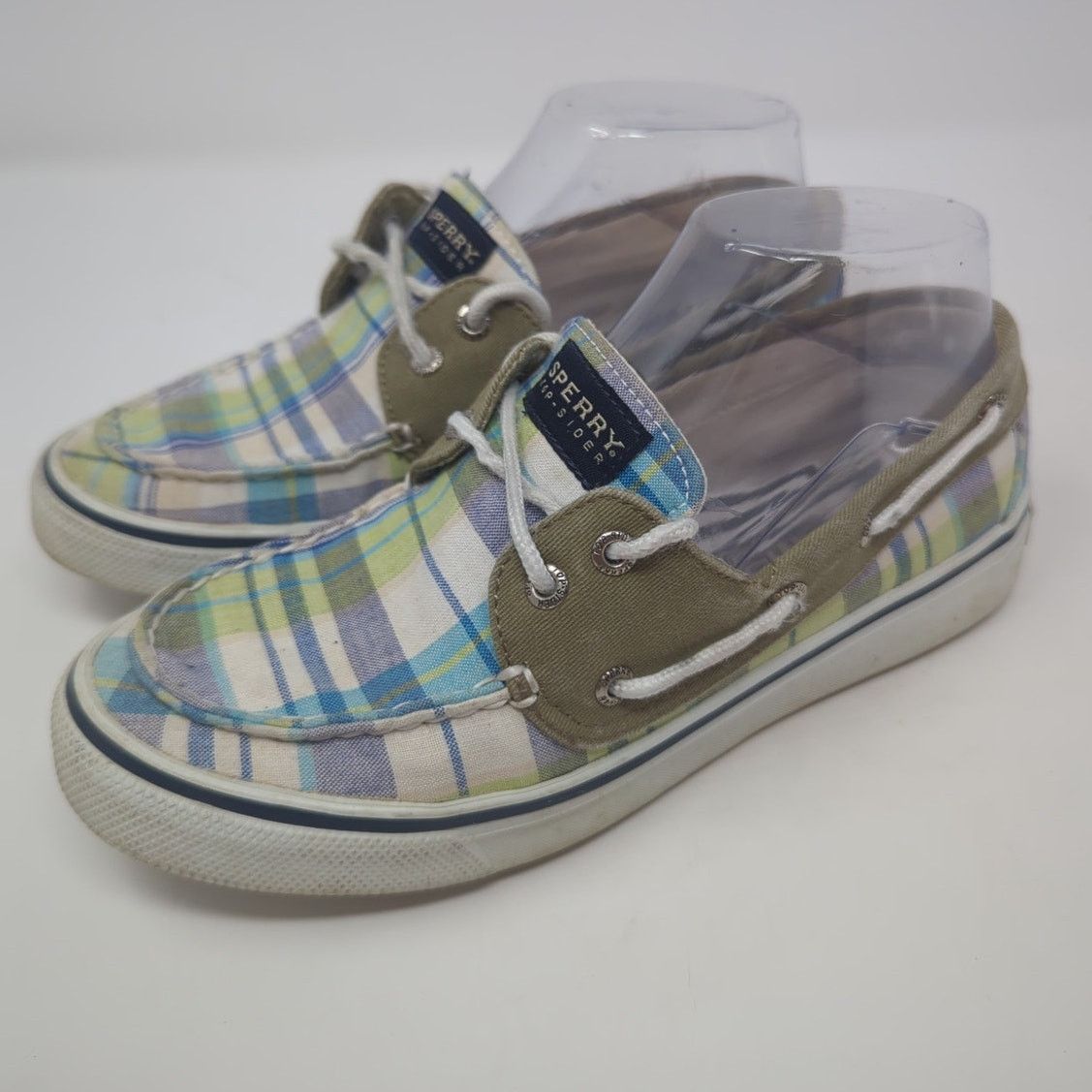 Sperry Sperry Topsider Blue Green Plaid Boat Shoes Womens Size 6 Size US 6 / IT 36 - 1 Thumbnail