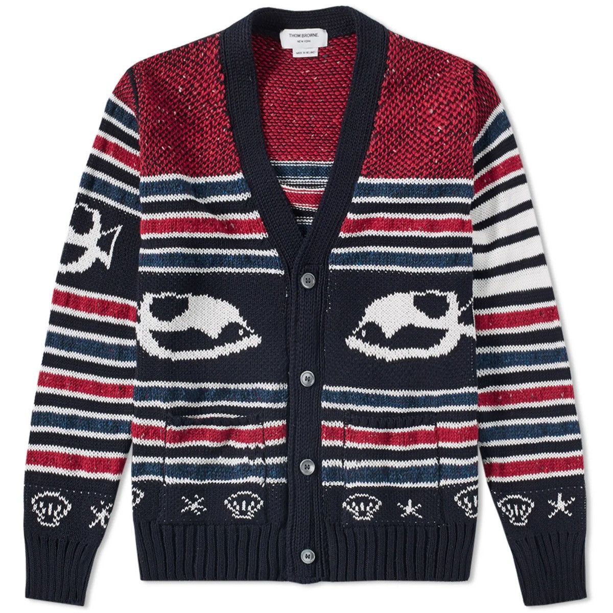 Thom Browne Thom Browne Fish Fair Isle Knit Cardigan Size US M / EU 48-50 / 2 - 4 Thumbnail