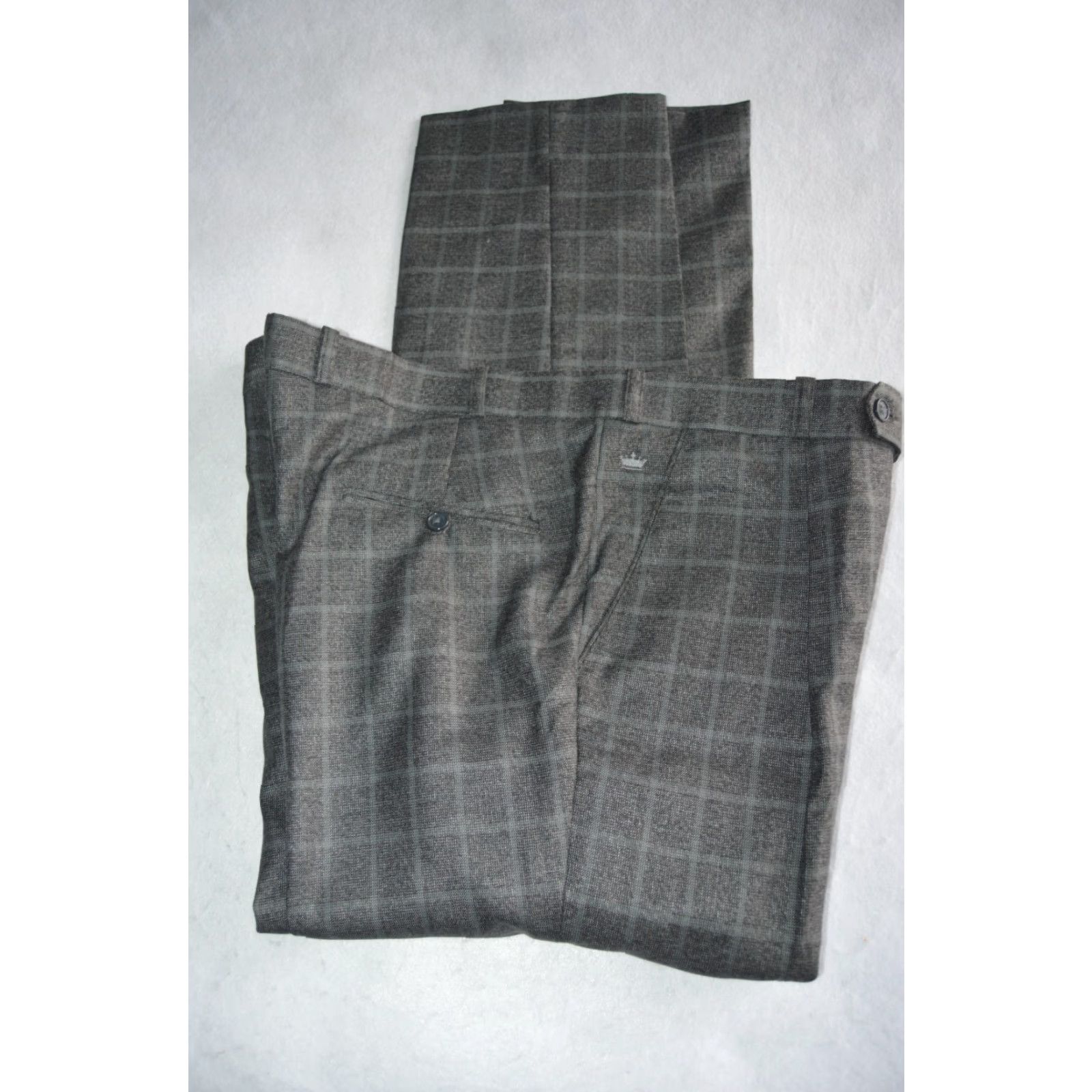 Vintage French Crown Mens Pants 36/31 Regular Inseam 25 in Brown Gray Plaid Dress Pants Casual Preppy 30 in Waist Vintage No Size US 30 / EU 46 - 4 Thumbnail